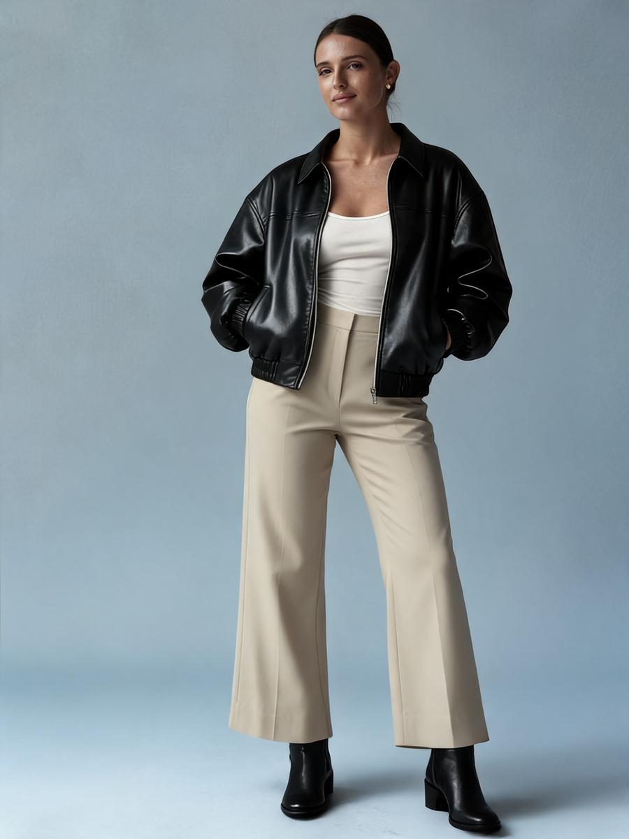 Chaqueta bómber de cuero - Colección Otoño 2026