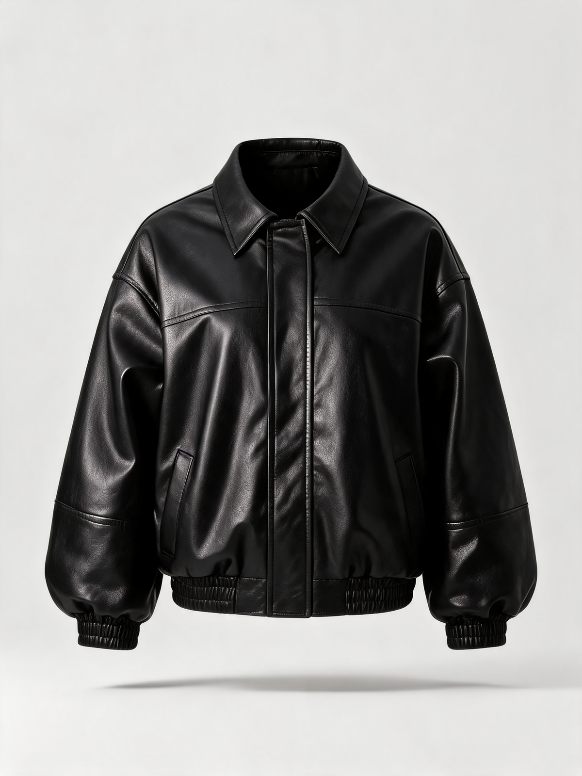 Chaqueta bómber cuero negra - producto