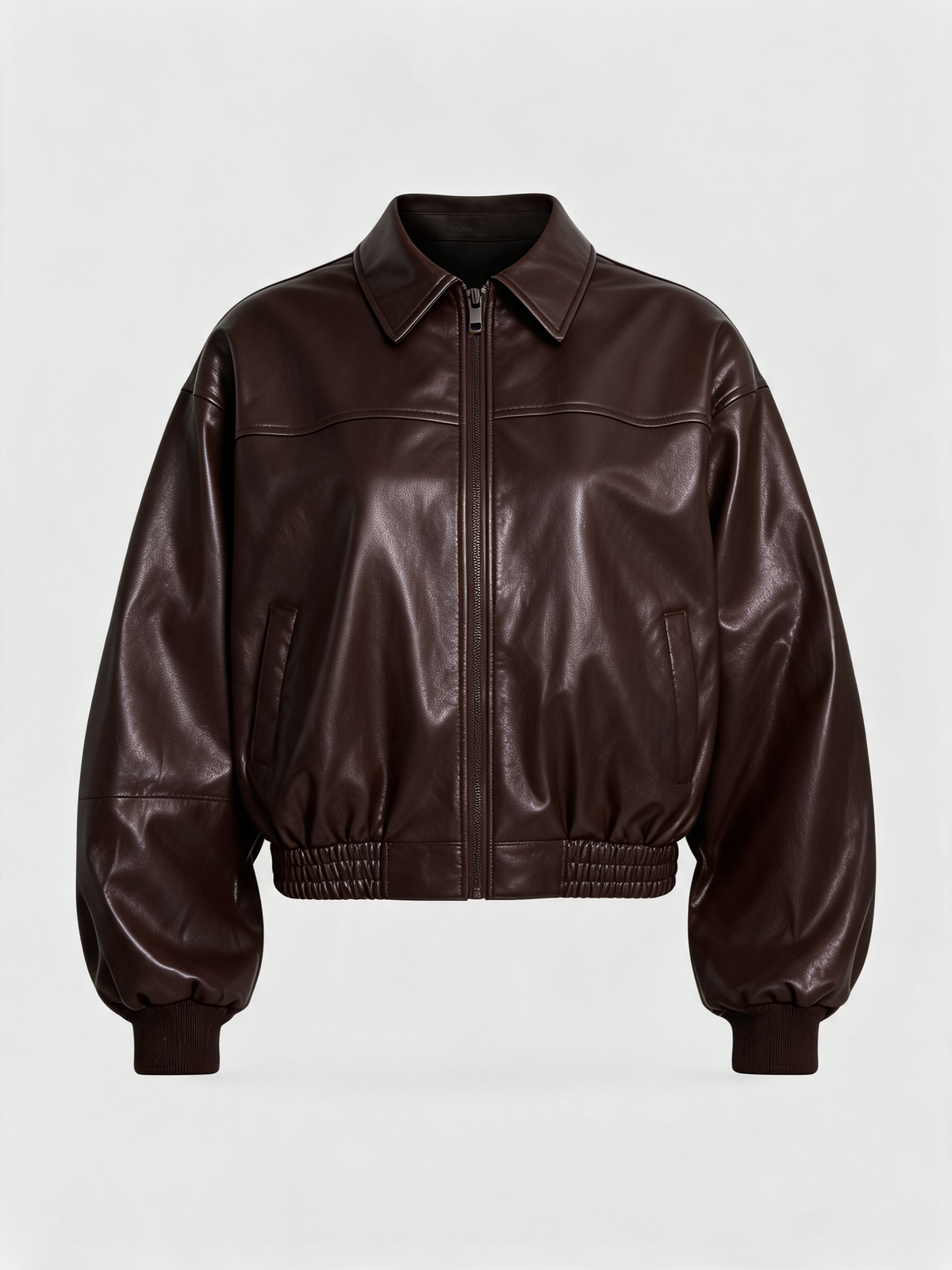 Chaqueta bómber cuero marrón - producto
