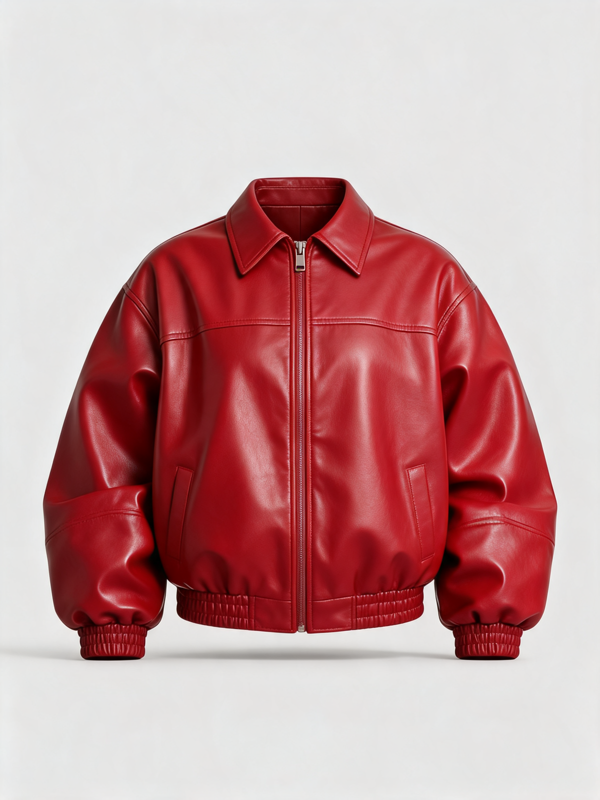 Chaqueta bómber cuero roja - producto