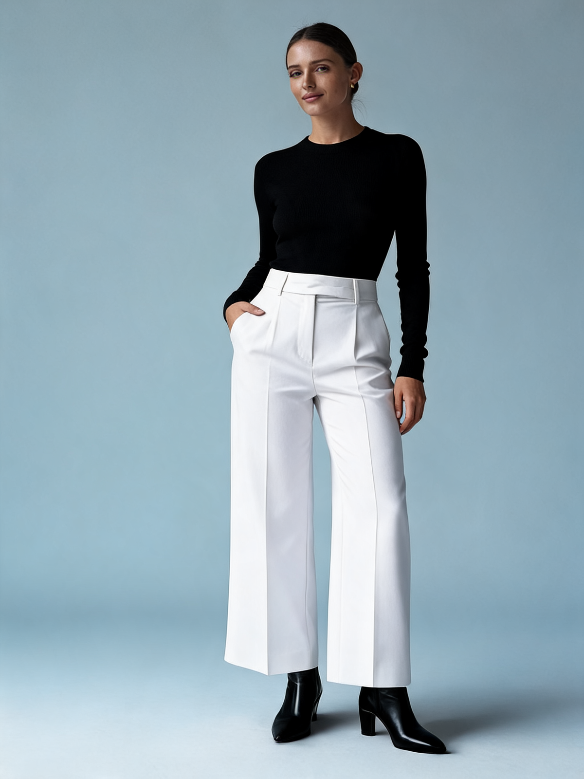 Pantalón sastre Milán blanco marfil