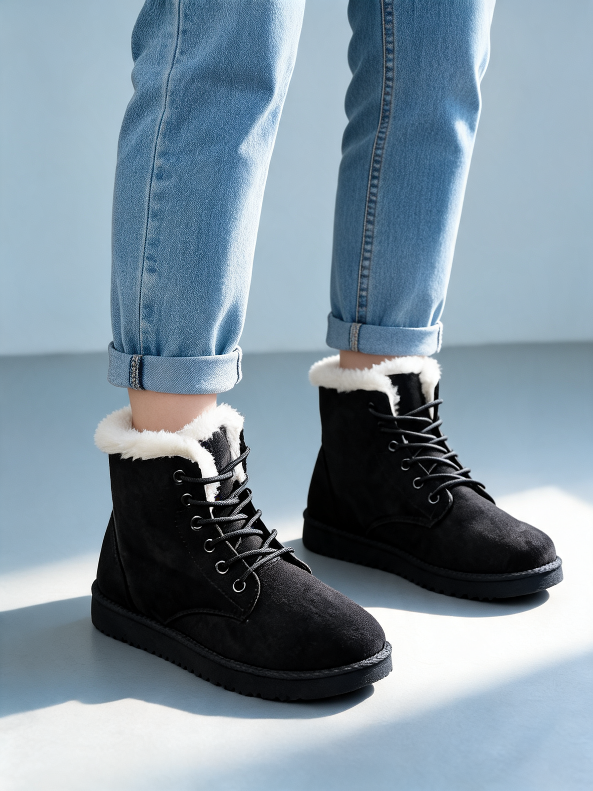 Botas con borrego negro detalle