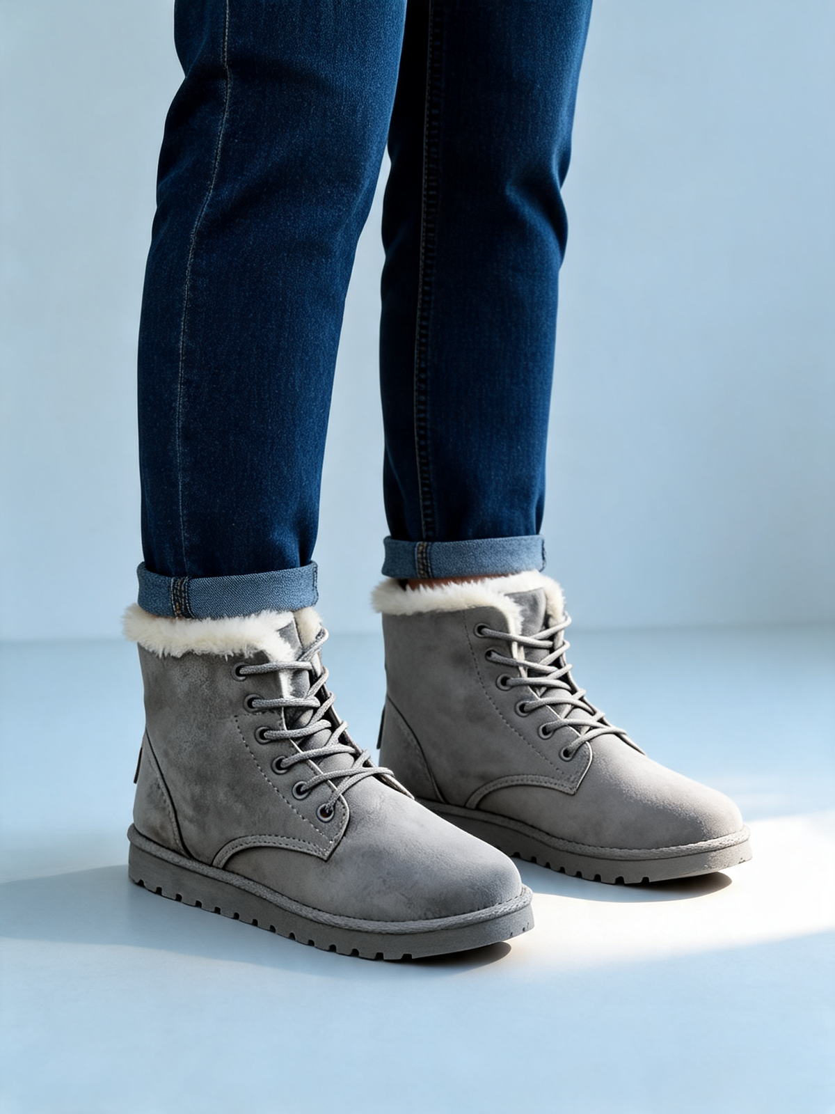 Botas con borrego gris detalle
