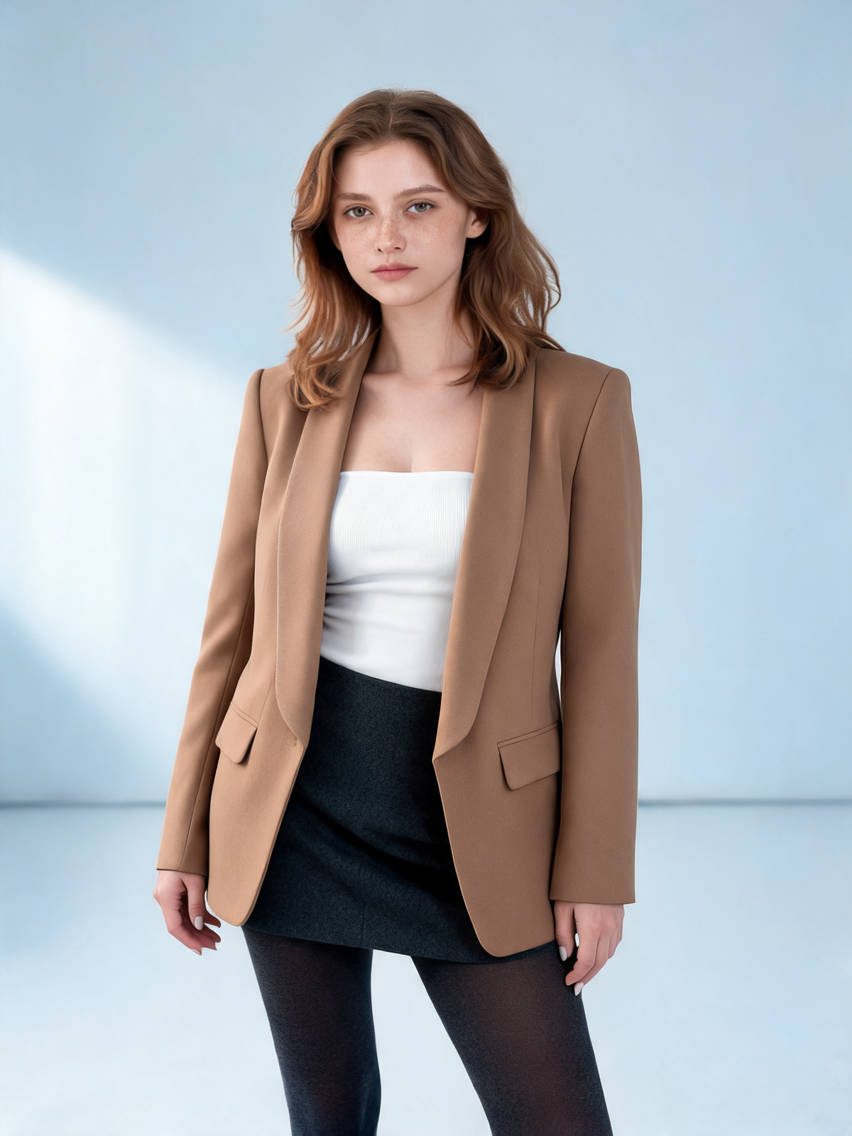 Blazer cuello chal marrón - Colección Otoño 2026