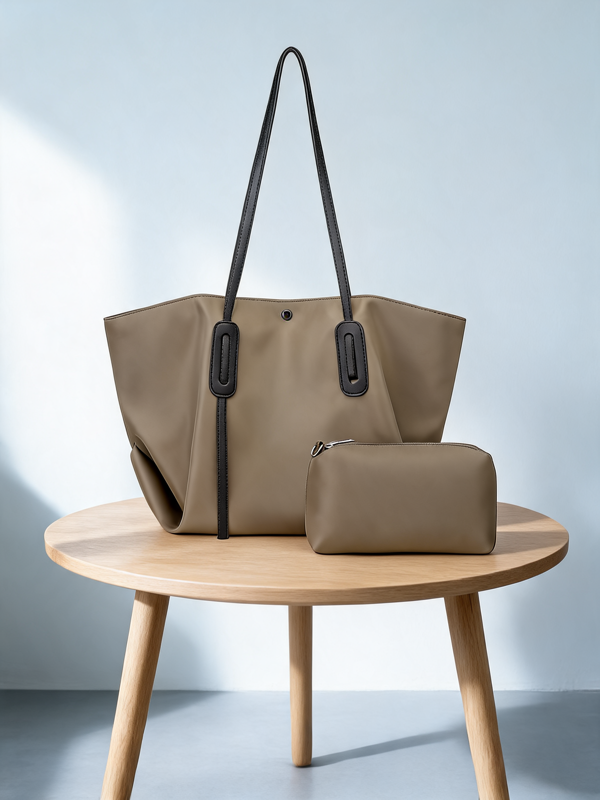 Bolso Tote Verona caqui con neceser