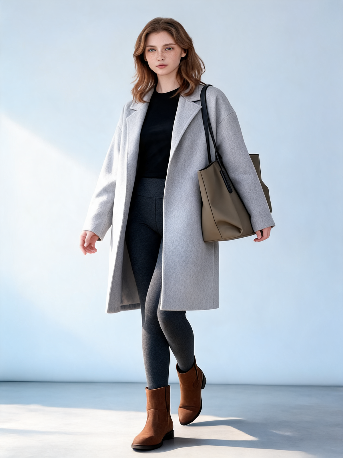 Bolso Tote Verona caqui - look con modelo