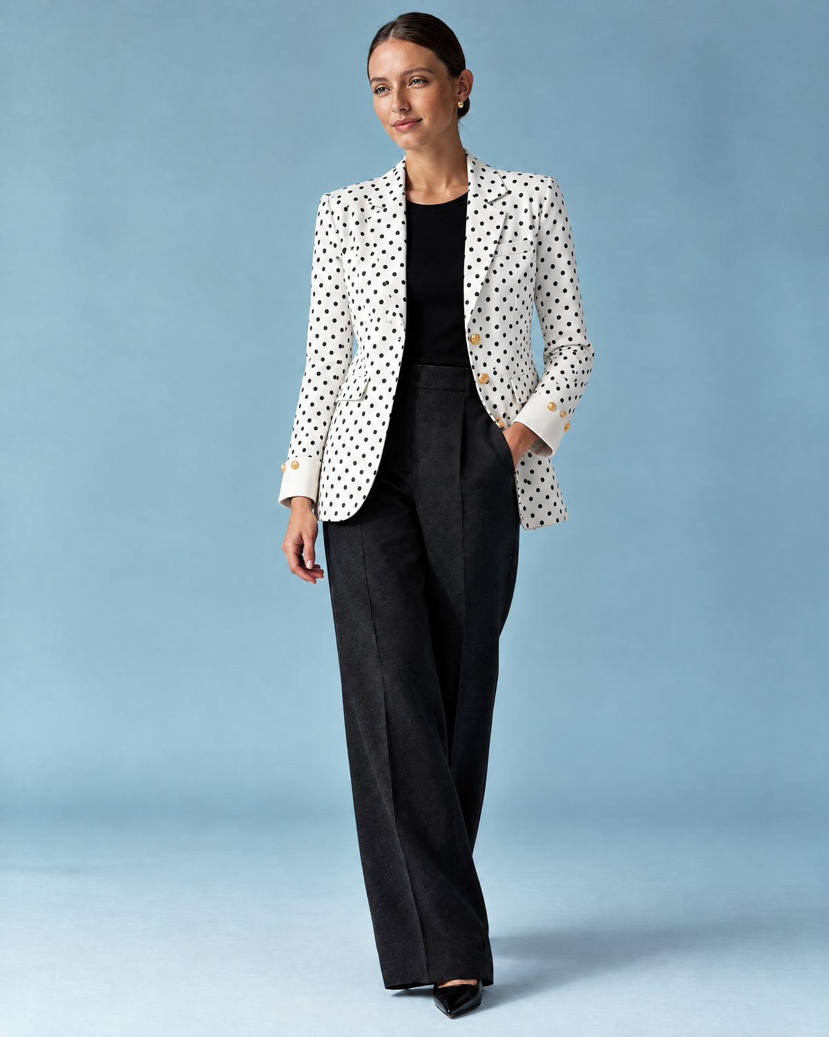 Blazer estampados blanco con lunares