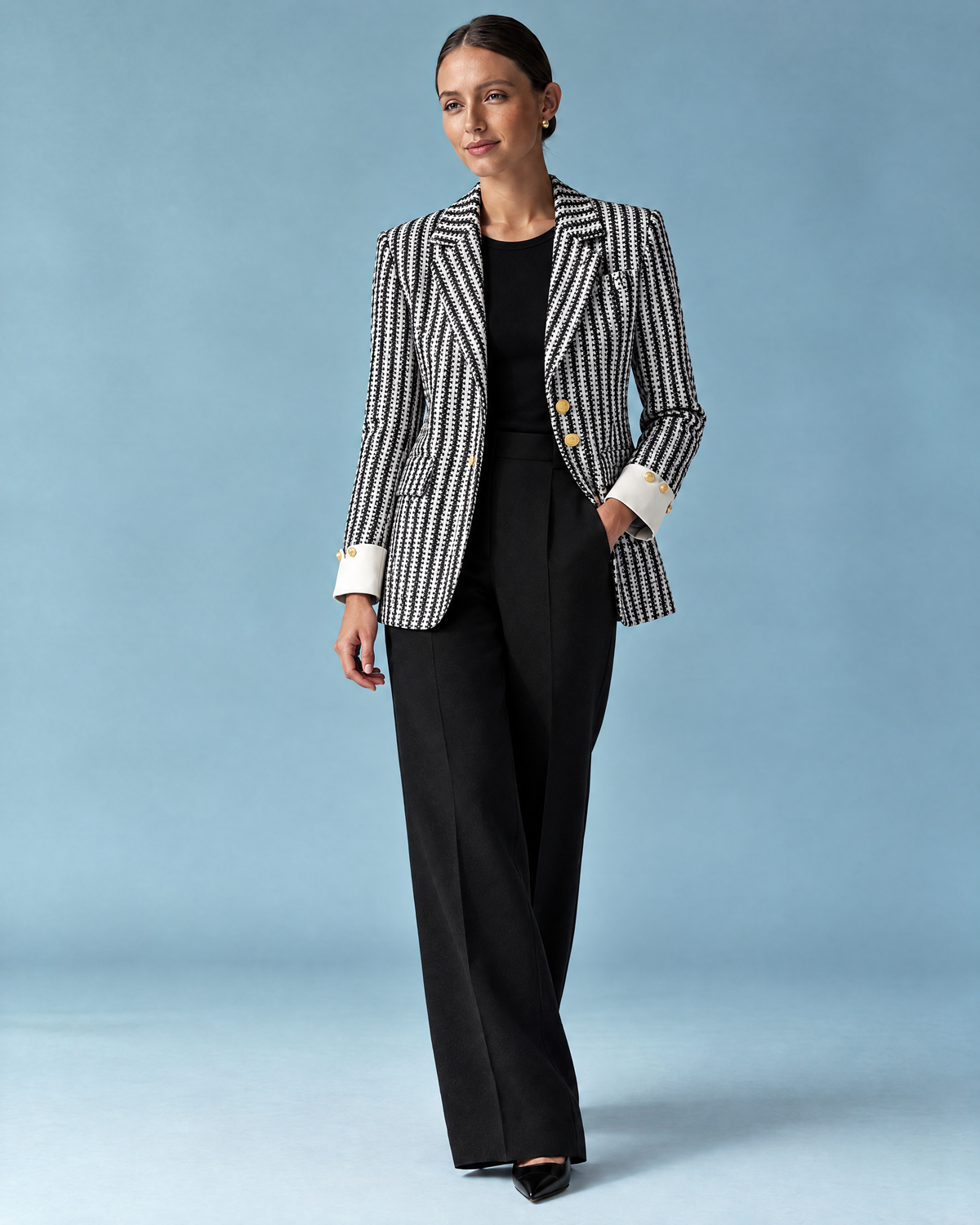 Blazer estampados rayas negro y blanco